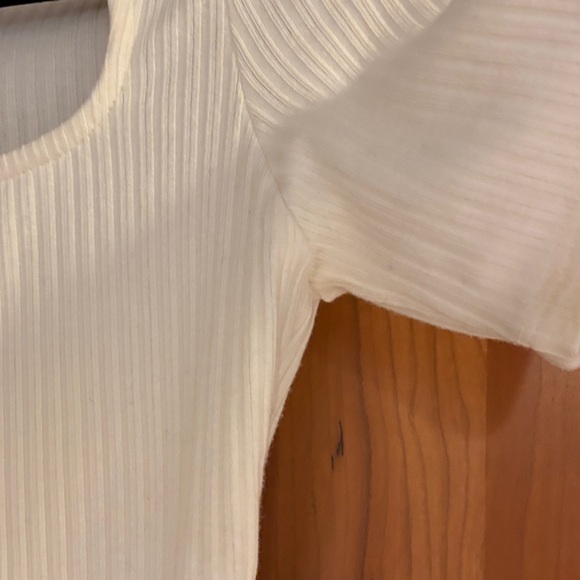 Cream Ribbed Button-Up Top - Picture 4 of 5